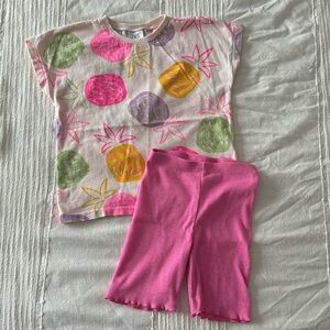 Zara Kids Size 3-4 years White and Pink  Top and Legging Set